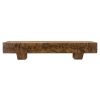 48 in. Rough Hewn Aged Oak Fireplace Mantel with Corbels