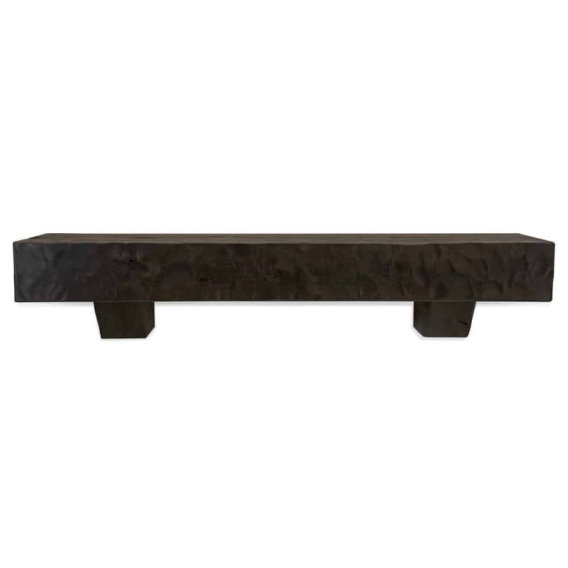 48 in. Rough Hewn Midnight Black Fireplace Mantel with Corbels