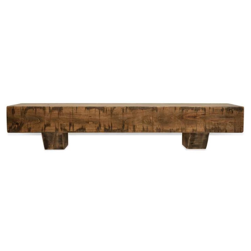 48 in. Rustic Aged Oak Fireplace Mantel with Corbels