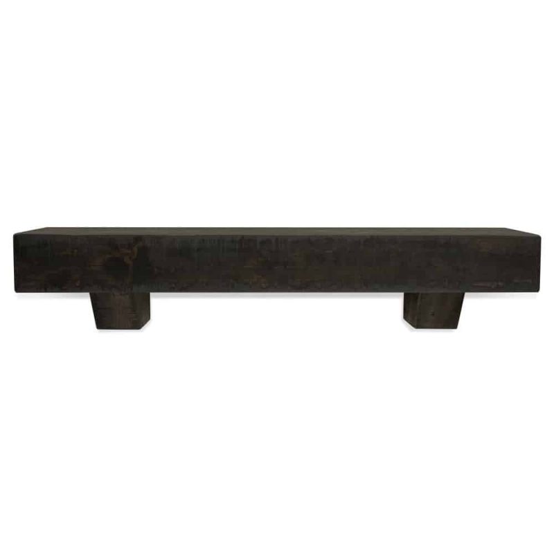 48 in. Rustic MIdnight Black Fireplace Mantel with Corbels