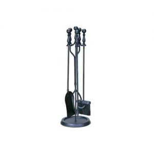 5 Pc Black Fire Set With Ball Handles And Stand