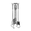 5 Pc Stainless Steel Fireplace Accessory Set with Twisted Detail