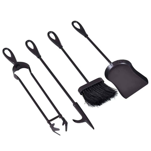 5 pcs Stylish Black Iron Fireplace Tools Set 3