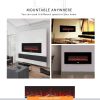 50.4 Inch 120V 750W / 1500W 2 Heat Modes Wall Mounted Electric Fireplace Heater 7