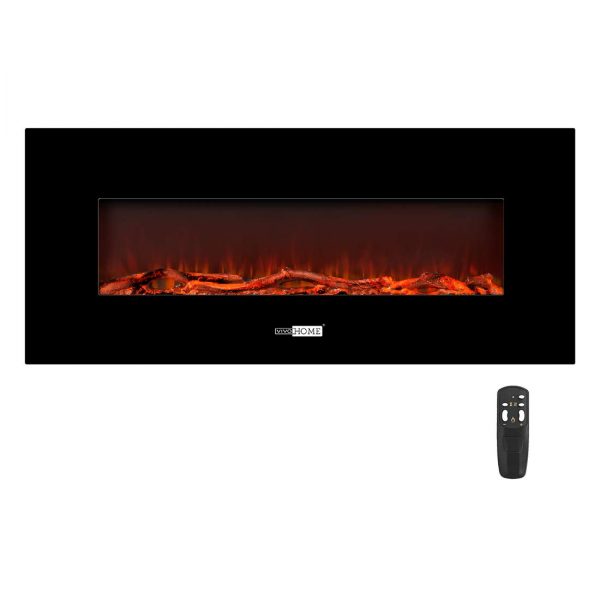 50.4 Inch 120V 750W / 1500W 2 Heat Modes Wall Mounted Electric Fireplace Heater