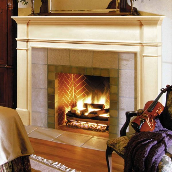 57" White The Windsor Fireplace Mantel Unfinished