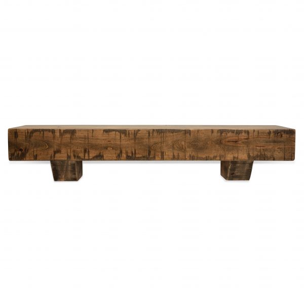 60 in. Rustic Age Oak Fireplace Mantel with Corbels