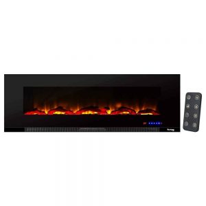 60" Ultra-slim LED Wall-mount Electric Fireplace w/ 9 Color Ambiance Options by e-Flame USA