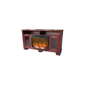 61.8 x 14.6 x 22 in. Fireplace Mantel with Log Electric Insert