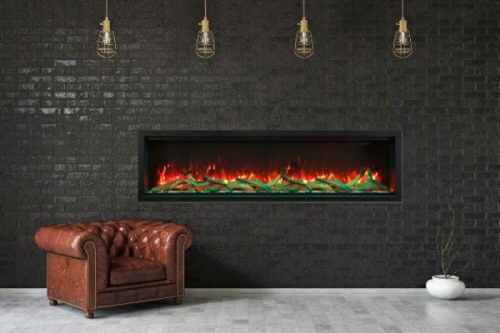 74" Extra Tall Clean Face Symmetry Electric Fireplace w/Rustic Logs