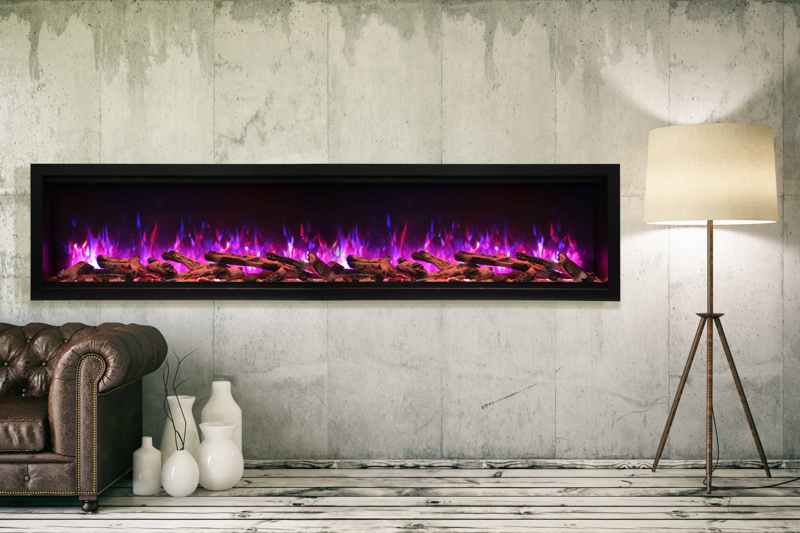 88" Extra Tall Clean Face Symmetry Electric Fireplace w/Driftwood Logs
