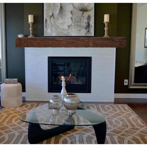 8"H x 12"D x 84"W Pecky Cypress Faux Wood Fireplace Mantel, Onyx 9