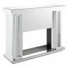 ACME Nyasia Mirrored Fireplace with Faux Crystals and Remote Control 15