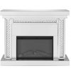 ACME Nyomi Mirrored Fireplace with Faux Crystals and Remote Control 12