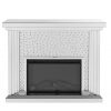 ACME Nysa Mirrored Fireplace with Faux Crystals and Remote Control 11