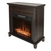 AKDY FP0095 27" Electric Fireplace Freestanding Brown Wooden Mantel Firebox Heater 3D Flame w/ Logs 12