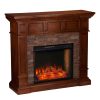Addao Smart Convertible Fireplace w/ Faux Stone - Buckeye Oak 12