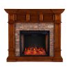 Addao Smart Convertible Fireplace w/ Faux Stone - Buckeye Oak 15