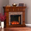 Addao Smart Convertible Fireplace w/ Faux Stone - Buckeye Oak 18