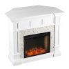 Addao Smart Convertible Fireplace w/ Faux Stone – White 9