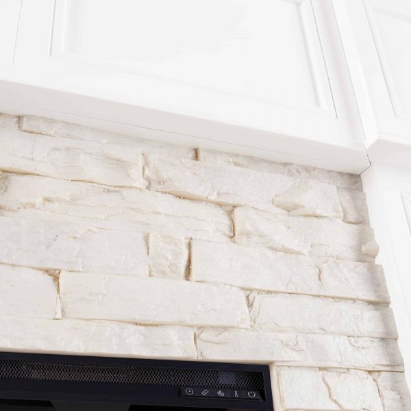 Addao Smart Convertible Fireplace w/ Faux Stone – White 6