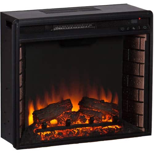 Aiden Corner Electric Fireplace with Faux Stone, Buckey Oak 1