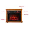 Ainfox Digital Electric 3D Flame Fireplace Stove Infrared Heater - Adjustable Thermostat with Remote, Wooden Cabinet with Medium Oak Coating 1000-1500W 18