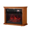Ainfox Digital Electric 3D Flame Fireplace Stove Infrared Heater - Adjustable Thermostat with Remote, Wooden Cabinet with Medium Oak Coating 1000-1500W 15