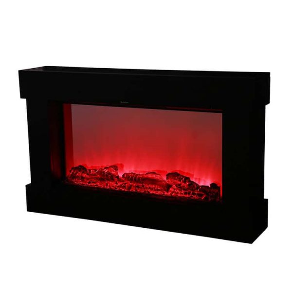 Ainfox Electric 3D Flame Fireplace Stove Infrared Heater ,with Adjustable Thermostat ,with Wall-mounted Black flat tempered glass front panel 2