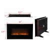Ainfox Electrical Fireplace Heater Stove with Wall-Mounted Black Flat Tempered Glass Front Panel Remote Control 700W 1500W 14