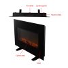 Ainfox Electrical Fireplace Heater Stove with Wall-Mounted Black Flat Tempered Glass Front Panel Remote Control 700W 1500W 25