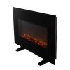 Ainfox Electrical Fireplace Heater Stove with Wall-Mounted Black Flat Tempered Glass Front Panel Remote Control 700W 1500W 15
