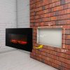 Ainfox Electrical Fireplace Heater Stove with Wall-Mounted Black Flat Tempered Glass Front Panel Remote Control 700W 1500W 22