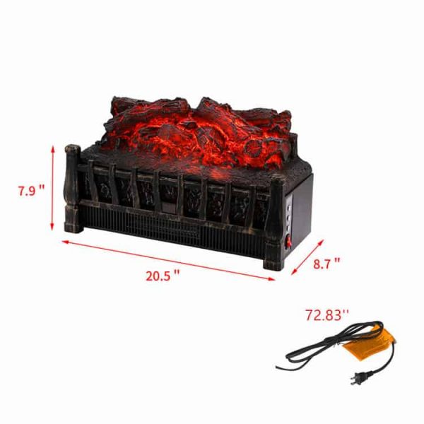 Ainfox Electrical Log Set Fireplace Stove Heater,With Realistic Ember Bed Remote control Overheat protection 1500W Black 7