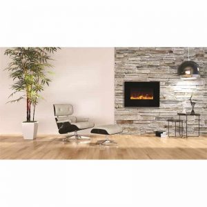 Amantii 26" Flush Mount fireplace with Black Glass Surround Log set