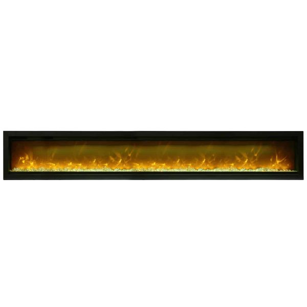Amantii Basic Clean Face Built-In Electric Fireplace with Glass and Black Steel Surround
