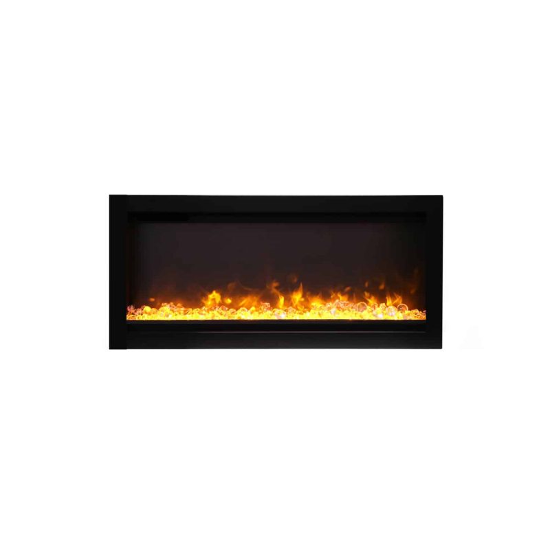 Amantii Basic Clean Face Built-In Electric Fireplace with Glass and Black Steel Surround