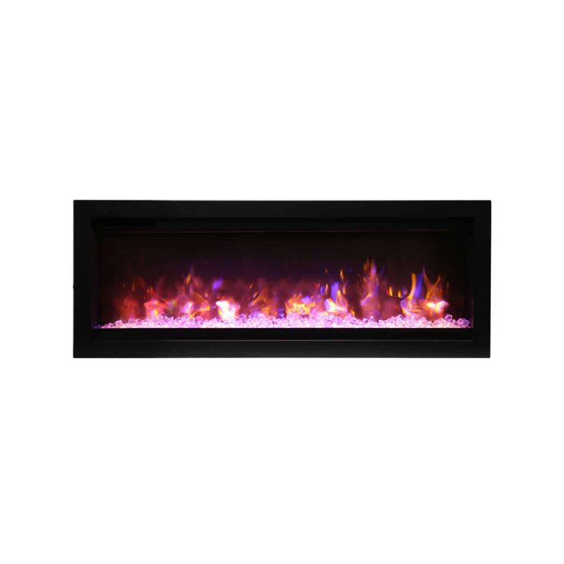 Amantii Basic Clean Face Built-In Electric Fireplace with Glass and Black Steel Surround