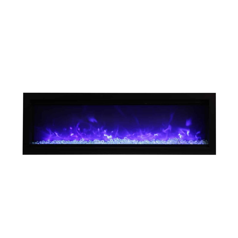 Amantii Basic Clean Face Built-In Electric Fireplace with Glass and Black Steel Surround