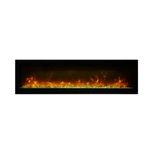 Amantii Basic Clean Face Built-In Electric Fireplace with Glass and Black Steel Surround
