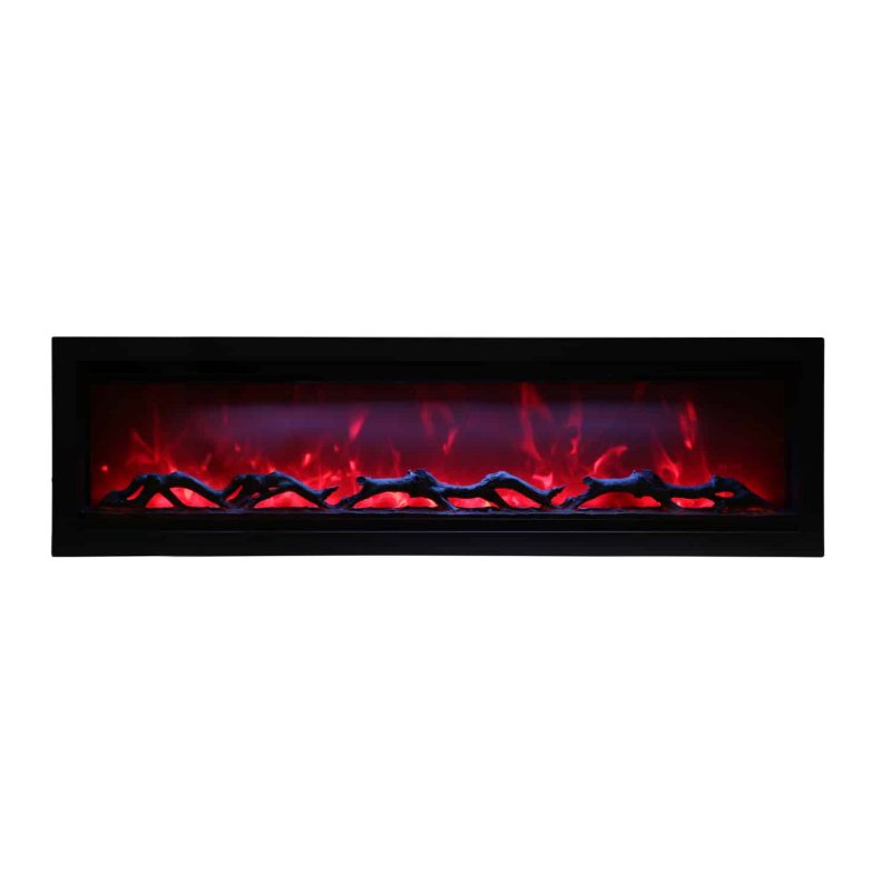 Amantii Clean Face Built-In Electric Fireplace with Media and Black Steel Surround