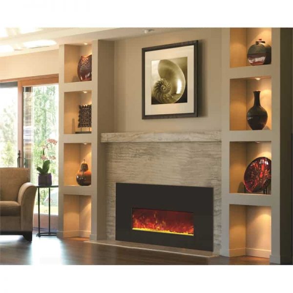 Amantii Small Insert Electric Fireplace with Black Glass Surround