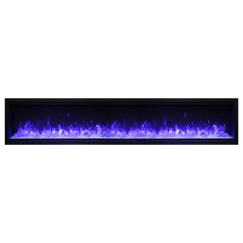 Amantii Symmetry Extra Tall Built-In Electric Fireplace with Black Steel Surround and ICE Media