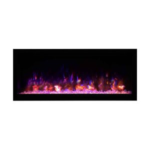Amantii Symmetry Extra Tall Built-In Electric Fireplace with Black Steel Surround and ICE Media