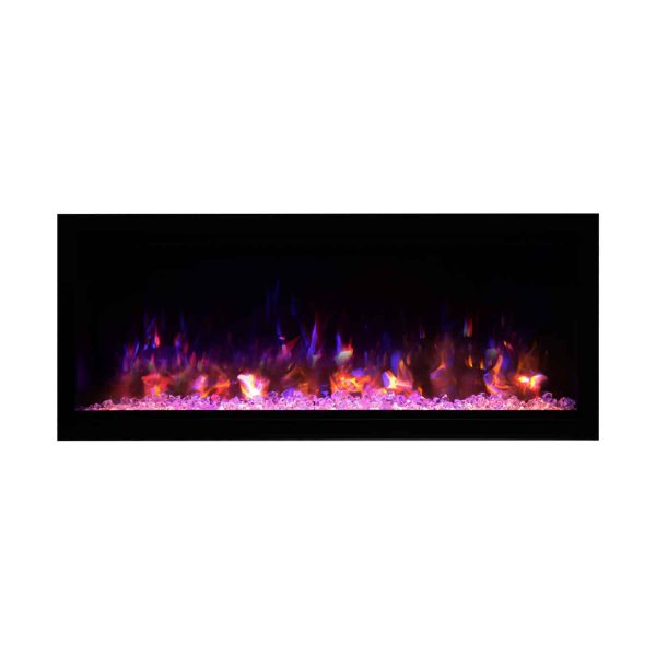 Amantii Symmetry Extra Tall Built-In Electric Fireplace with Black Steel Surround and ICE Media