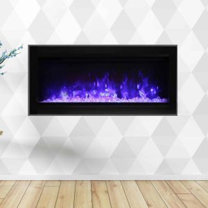 Amantii Symmetry Series 34-Inch Built-In Electric Fireplace with Black Steel Surround