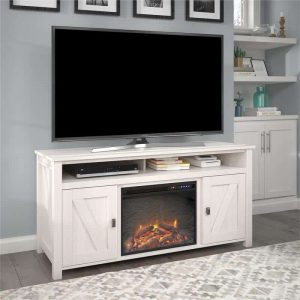 Ameriwood Home Farmington Electric Fireplace TV Console up to 60" in Ivory Oak