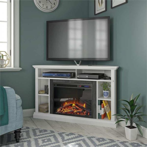 Ameriwood Home Overland Electric Corner Fireplace up to 50" in White