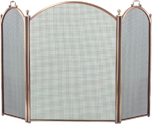 Antique Brass 3 Fold Arched Screen - 34 inch