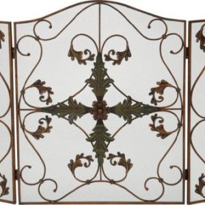 Antique Copper/Patina 3 Fold Arched Panel Screen - 31.5 inch